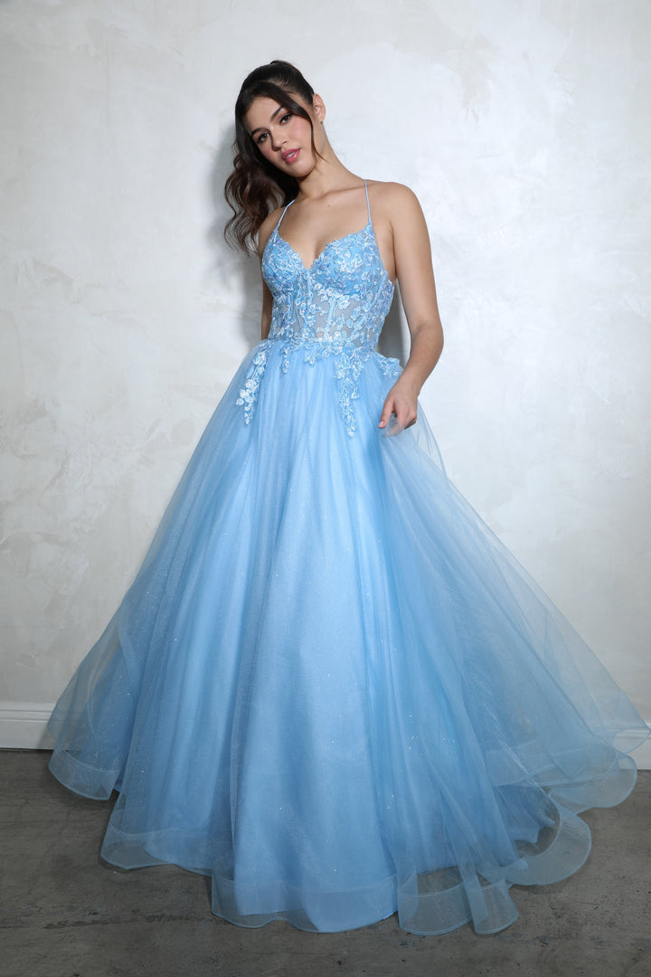 Applique Sleeveless A-line Gown by Eureka 9960