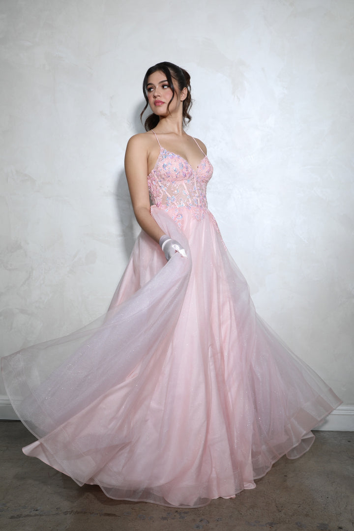 Applique Sleeveless A-line Gown by Eureka 9960