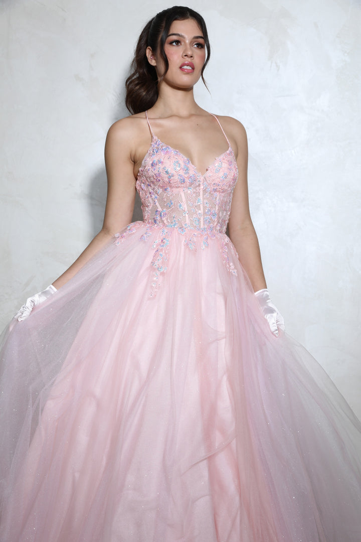 Applique Sleeveless A-line Gown by Eureka 9960