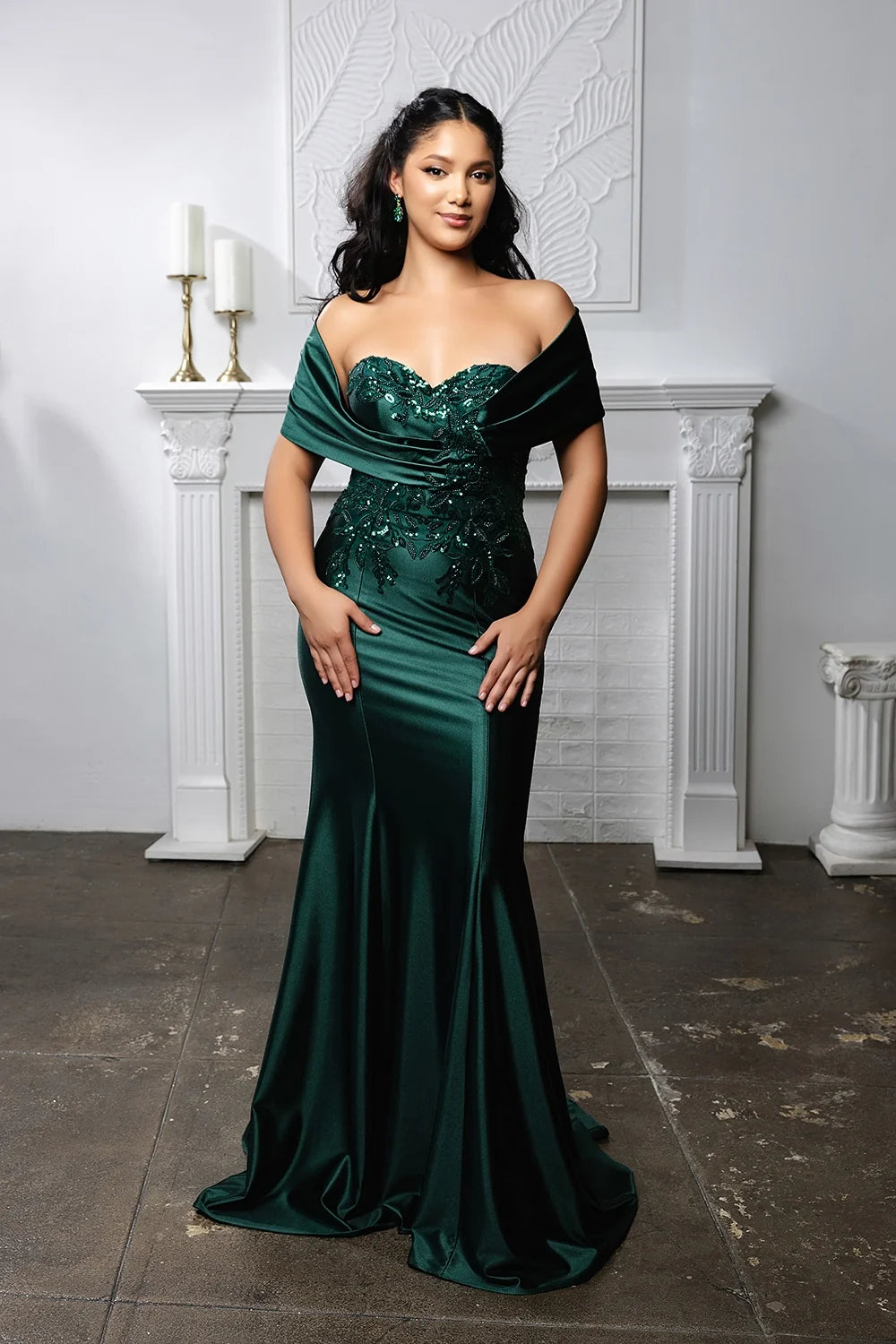 Fitted Off Shoulder Gown by May Queen MQ2174