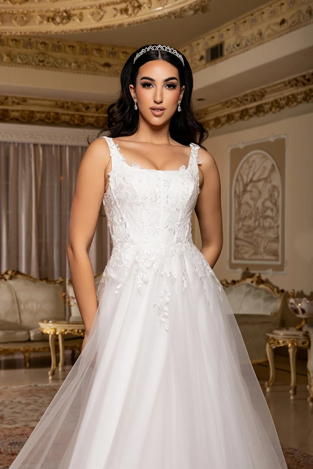 Applique Sleeveless Bridal Gown by May Queen RQ8249
