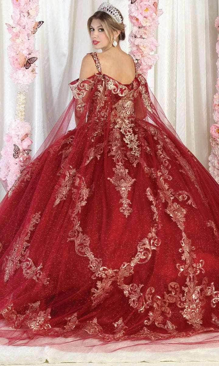 Cold Shoulder Cape Sleeve Ball Gown by May Queen LK210