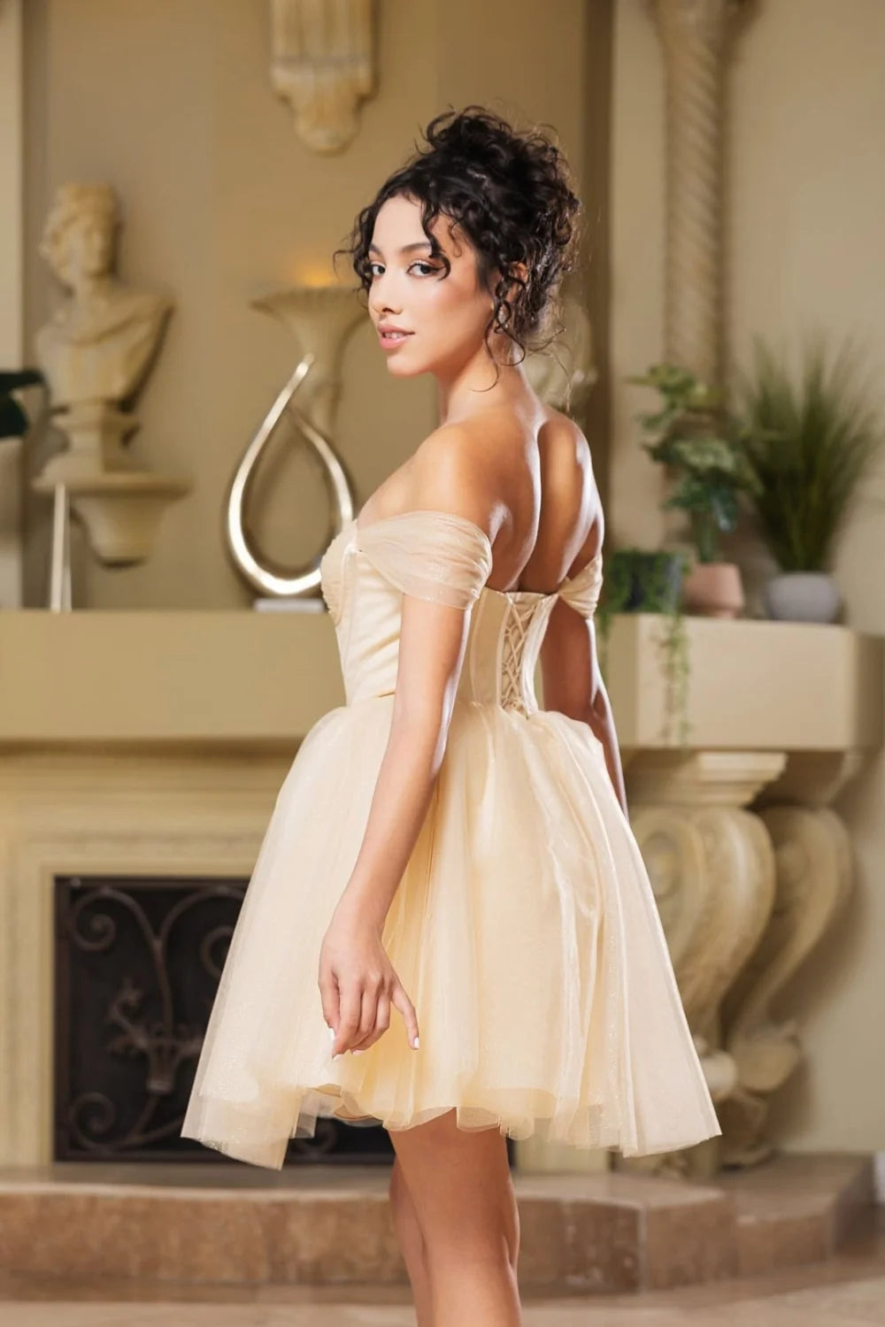 Short Off Shoulder A-line Dress by May Queen MQ2159