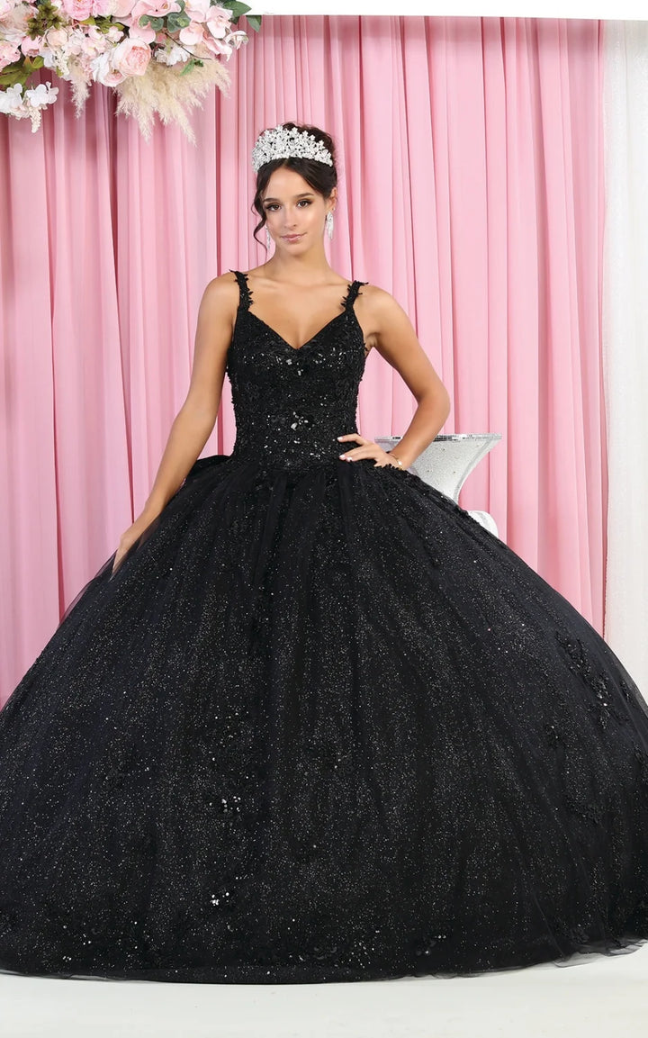 Applique Sleeveless Ball Gown by May Queen LK174
