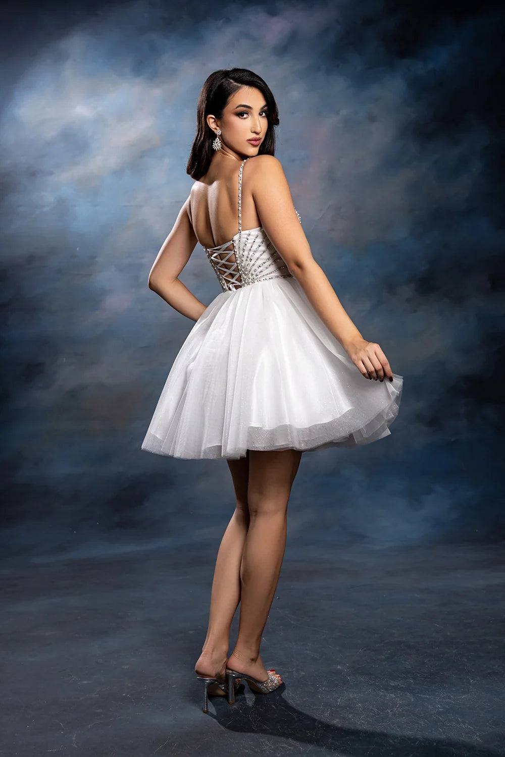 Beaded Short Sleeveless Dress by May Queen MQ2243