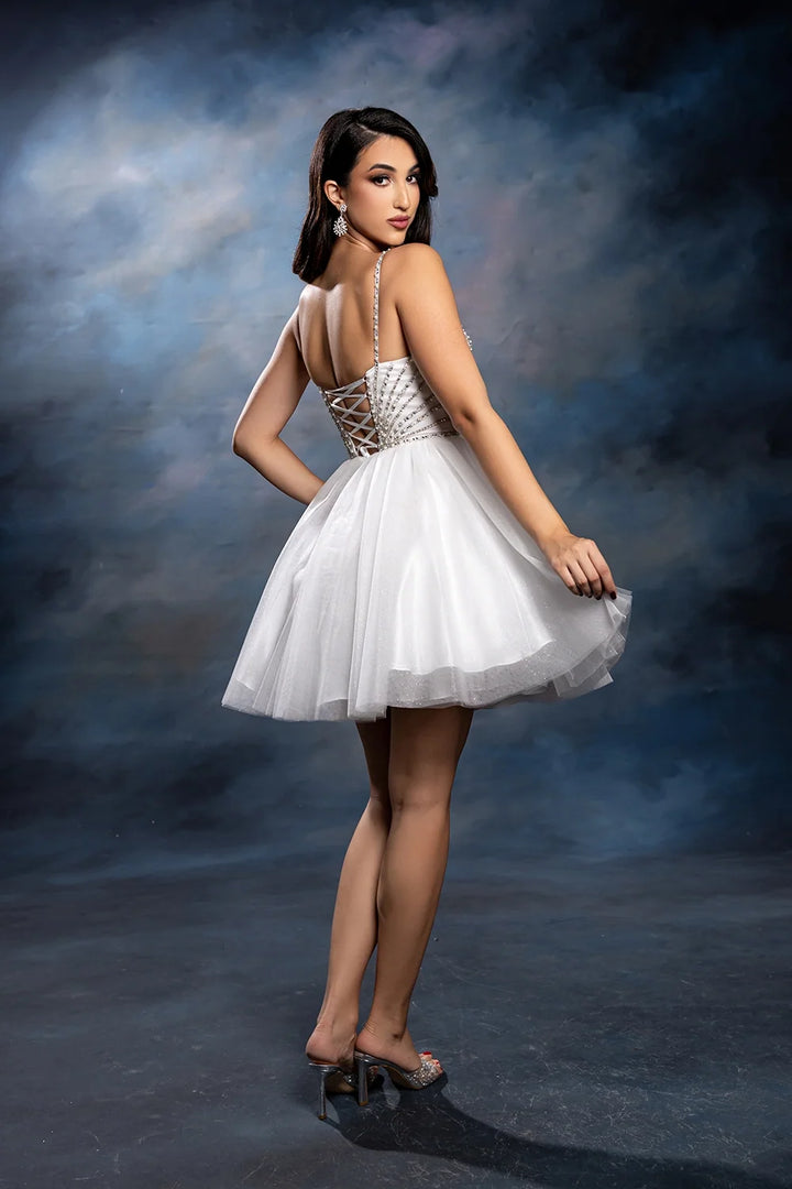 Beaded Short Sleeveless Dress by May Queen MQ2243