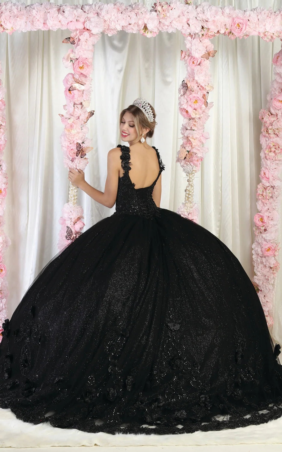 3D Floral Sleeveless Ball Gown by May Queen LK180