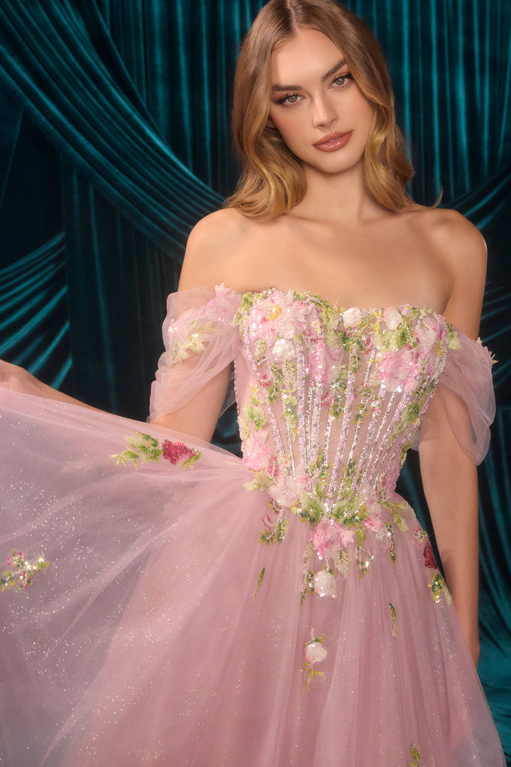 Lace Sleeveless Slit Gown by Andrea and Leo A1479