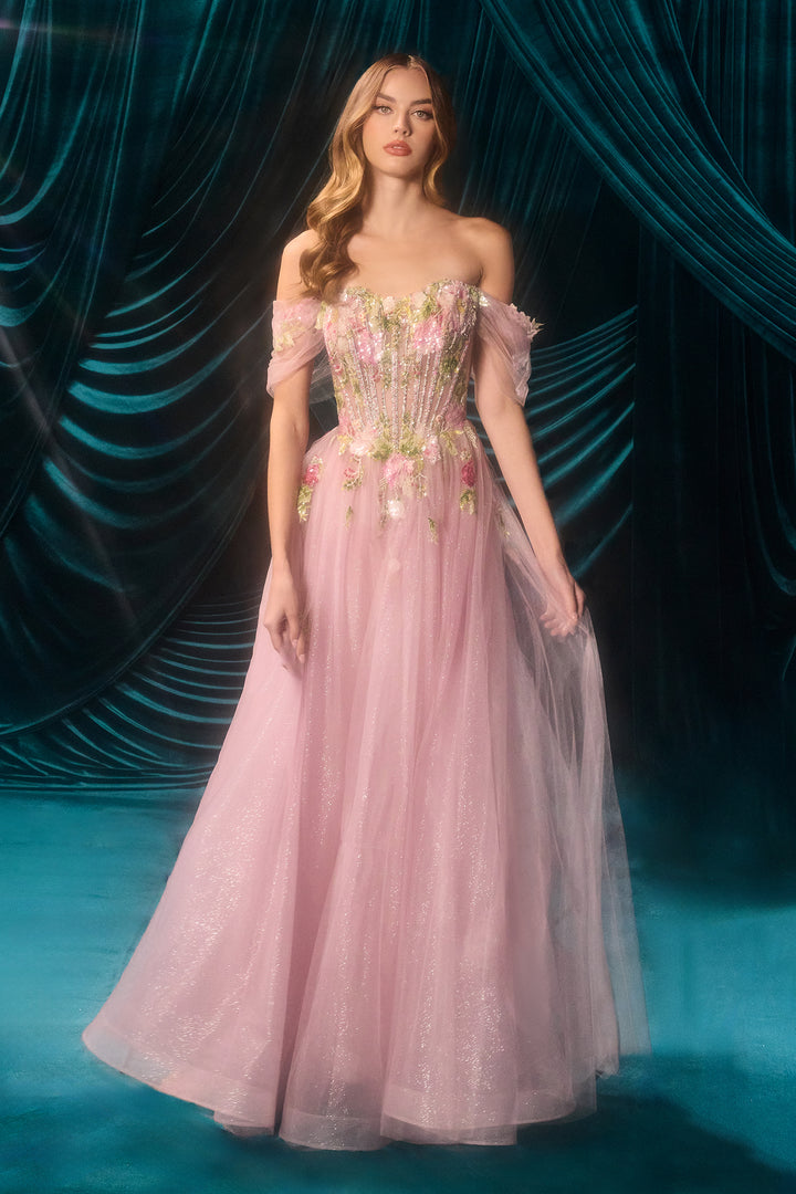 Lace Sleeveless Slit Gown by Andrea and Leo A1479