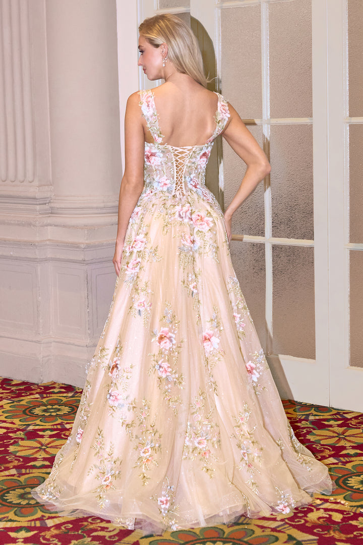 Applique Sleeveless Gown by Andrea and Leo A1480