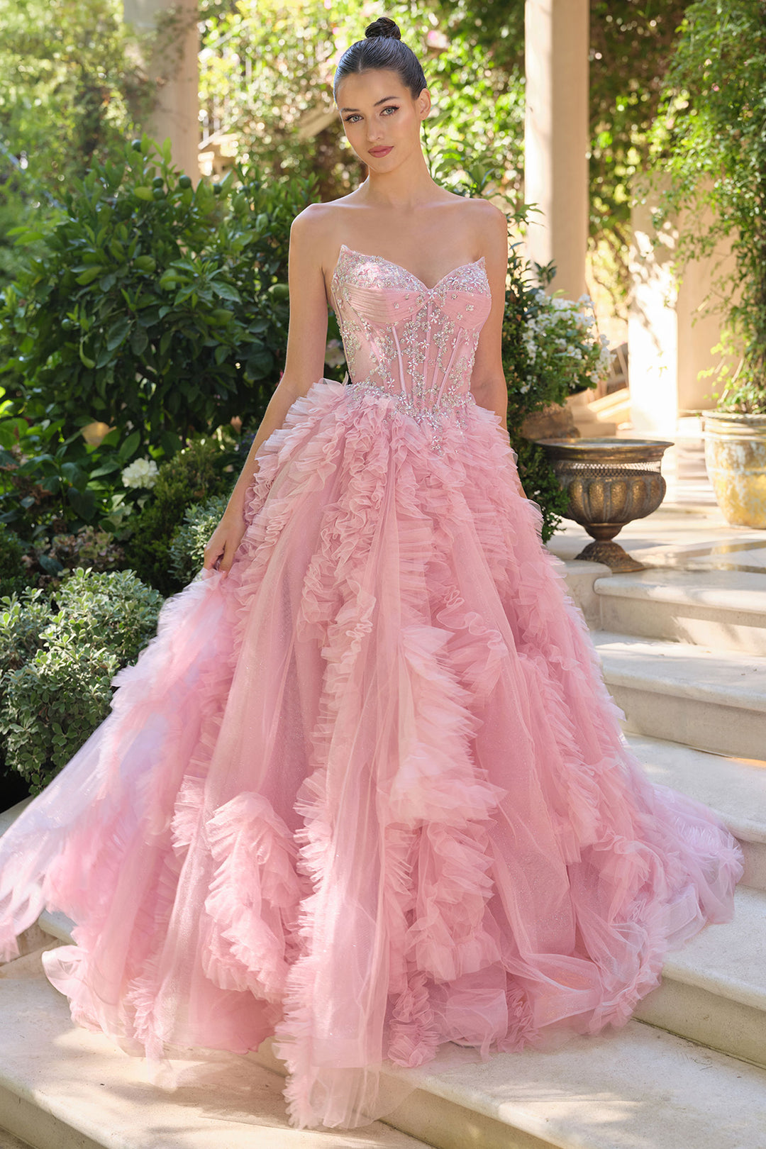 Strapless Ruffled Ball Gown by Andrea and Leo A1483