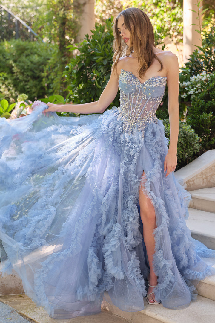 Strapless Ruffled Ball Gown by Andrea and Leo A1483