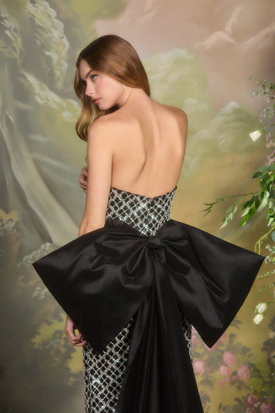 Beaded Strapless Bow Gown by Andrea and Leo A1486