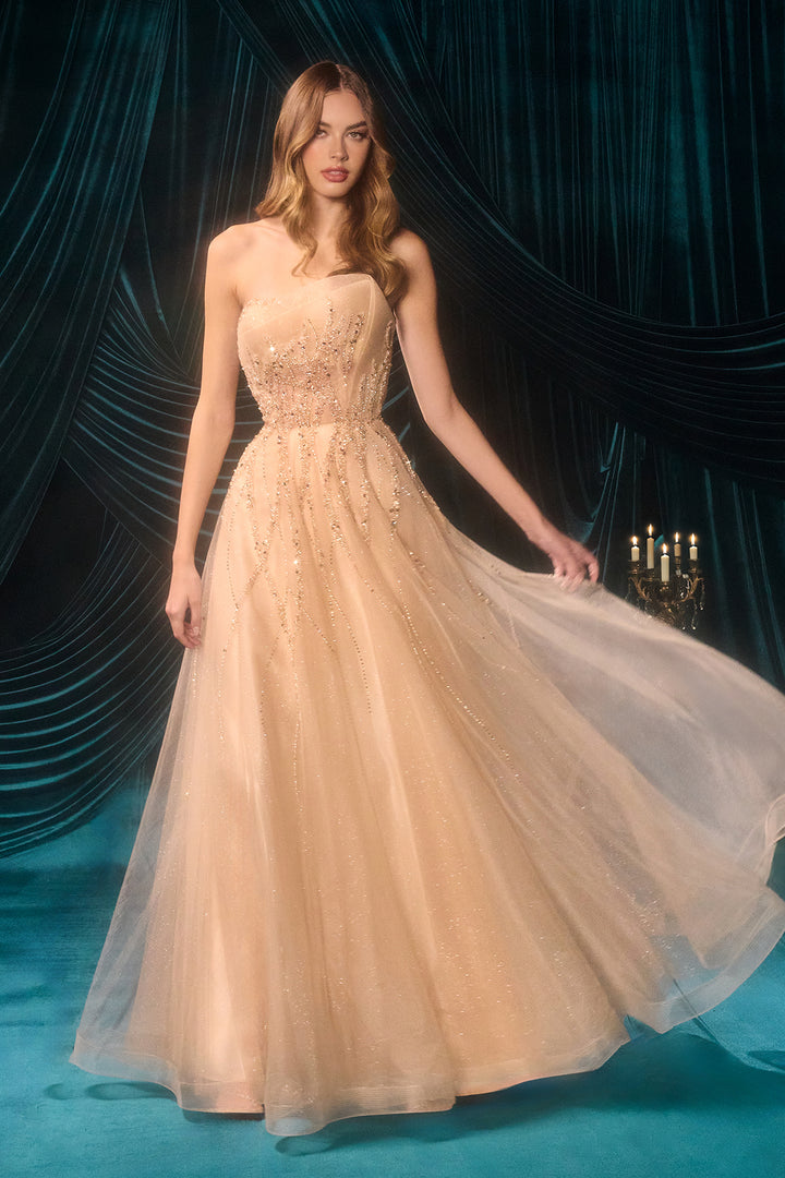 Beaded Strapless Gown by Andrea and Leo A1491