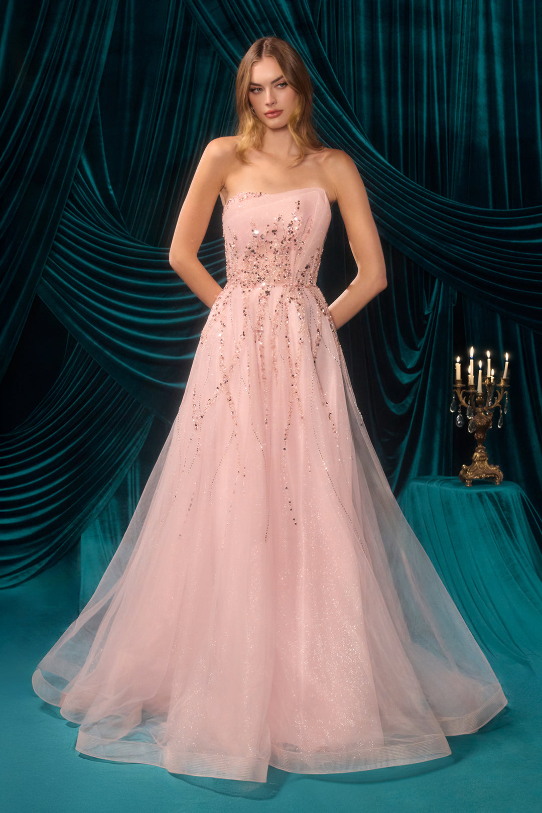 Beaded Strapless Gown by Andrea and Leo A1491