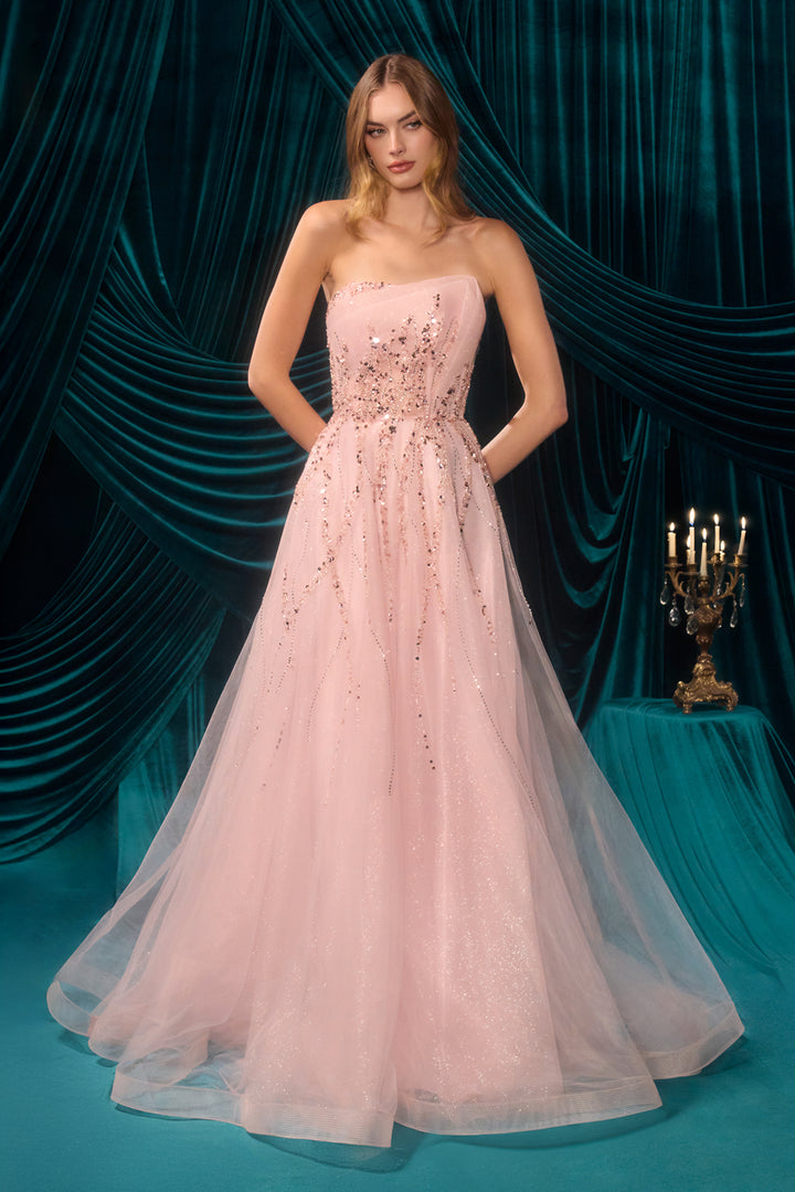 Beaded Strapless Gown by Andrea and Leo A1491