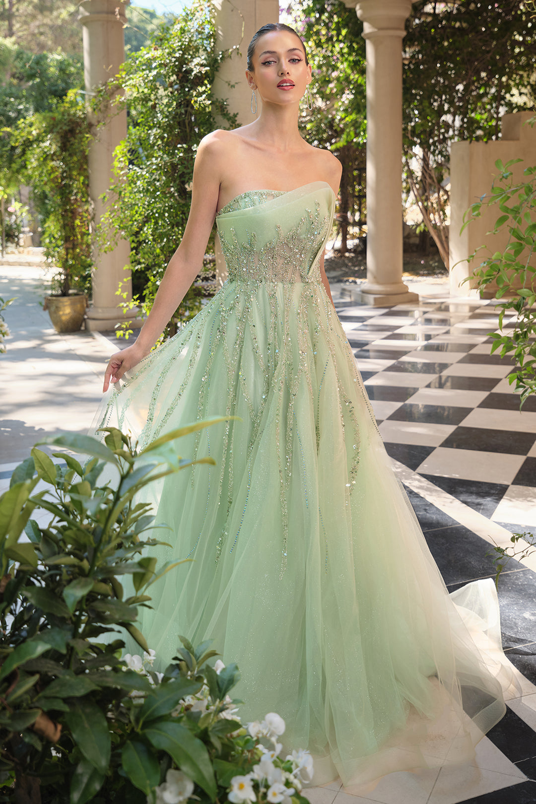 Beaded Strapless Gown by Andrea and Leo A1491