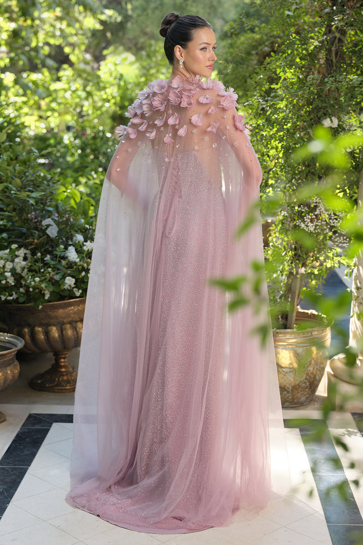 Beaded Strapless Slit Gown by Andrea and Leo A1494