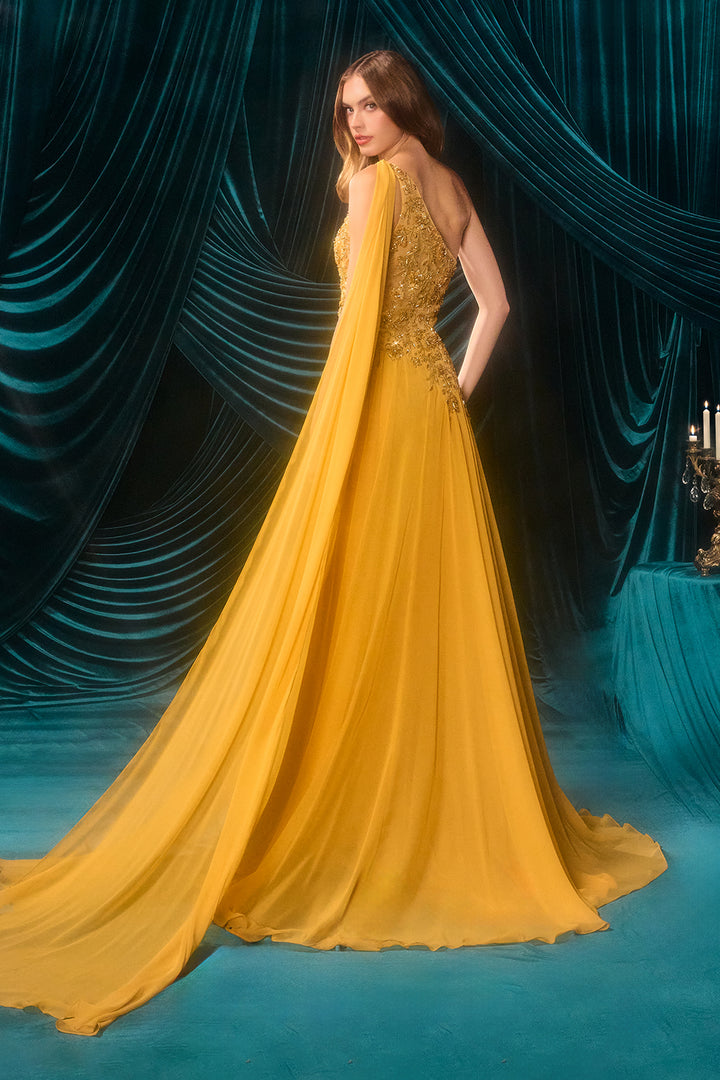 Chiffon One Shoulder Gown by Andrea and Leo A1495