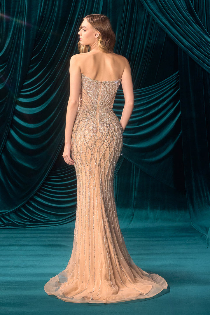 Beaded Strapless Gown by Andrea and Leo A1503