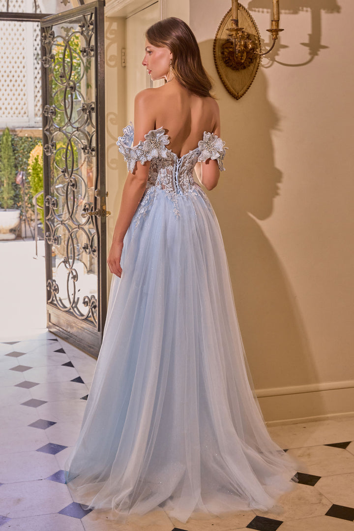 Floral Off Shoulder Slit Gown by Andrea and Leo A1512