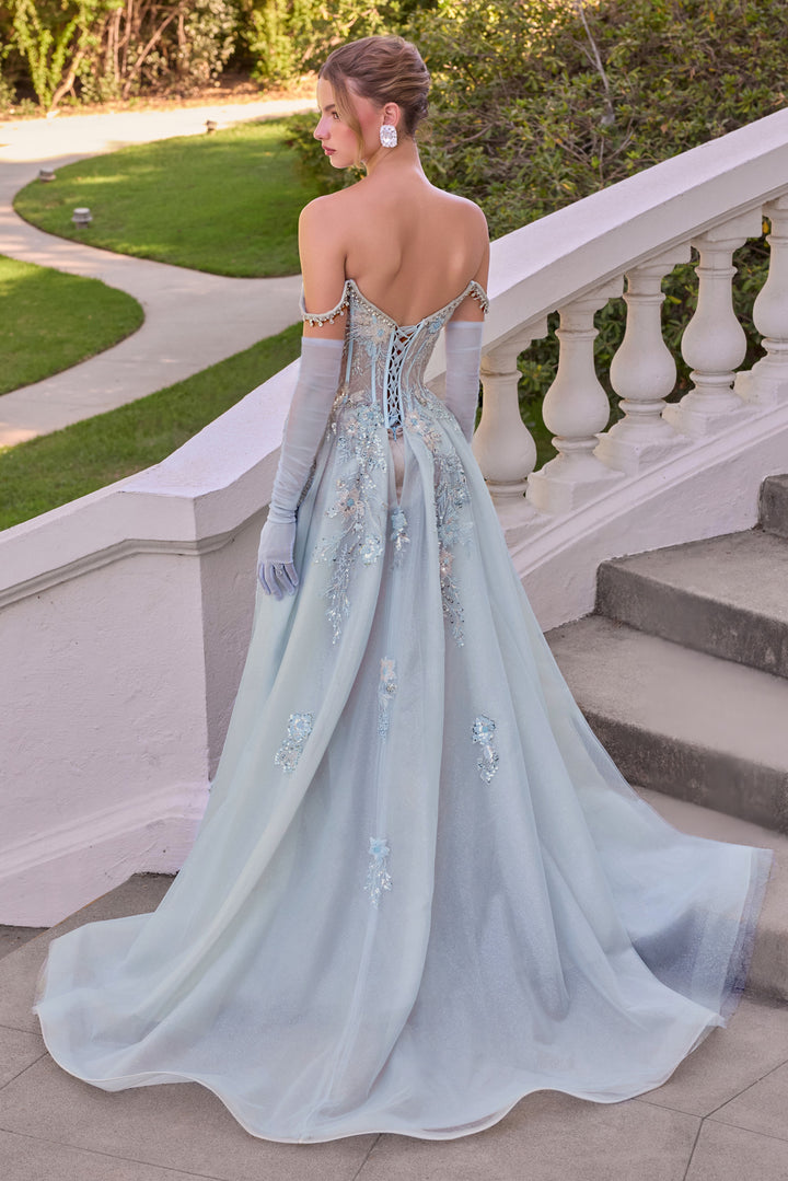 Off Shoulder Overskirt Gown by Andrea and Leo A1518