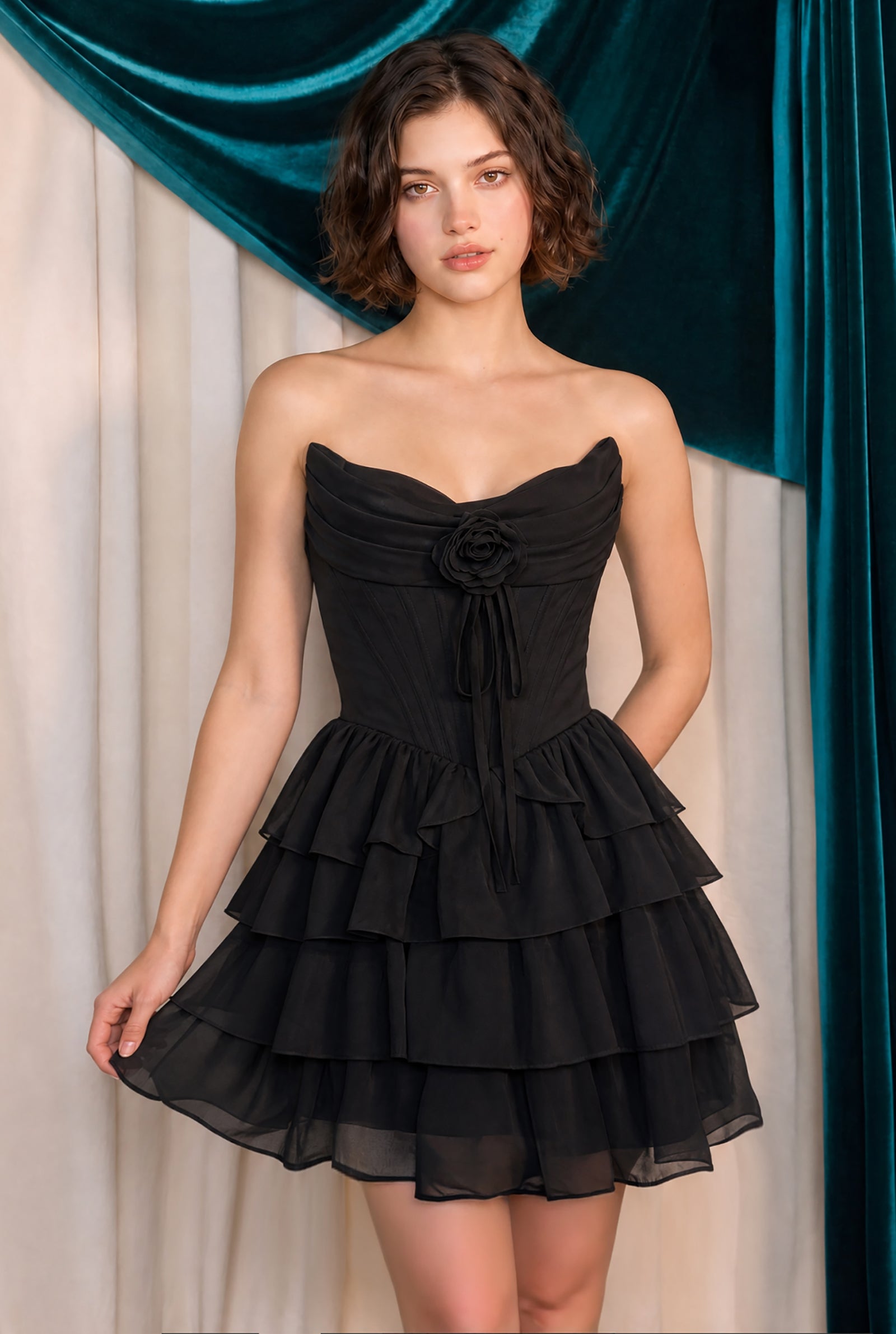 Short Strapless Tiered Dress by Andrea and Leo A1521 – ABC Fashion