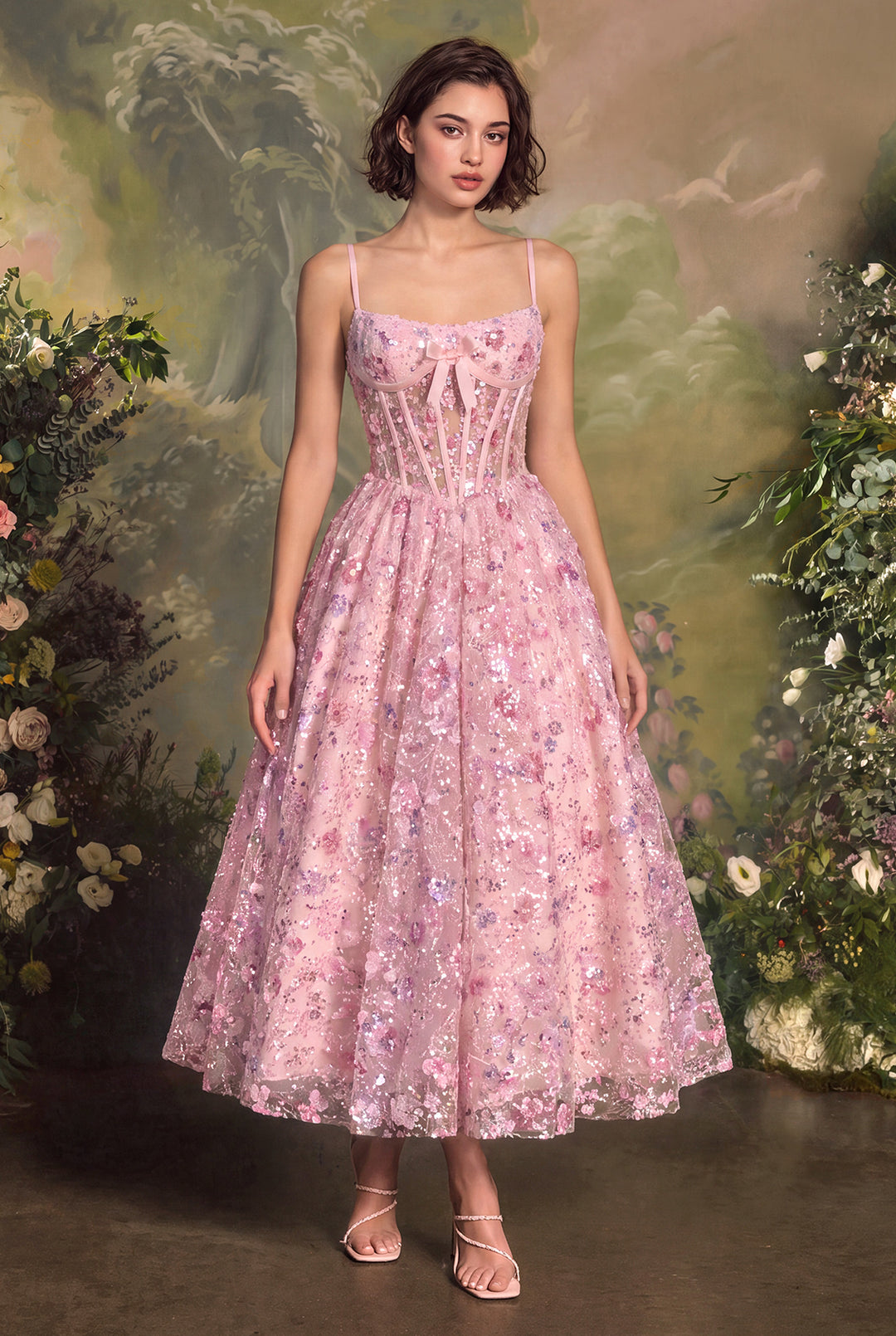 Sleeveless Tea Length Dress by Andrea and Leo A1523