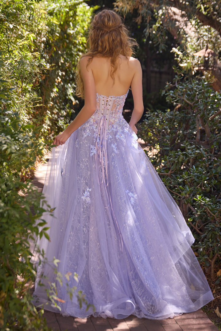Applique Strapless Gown by Andrea and Leo A1537
