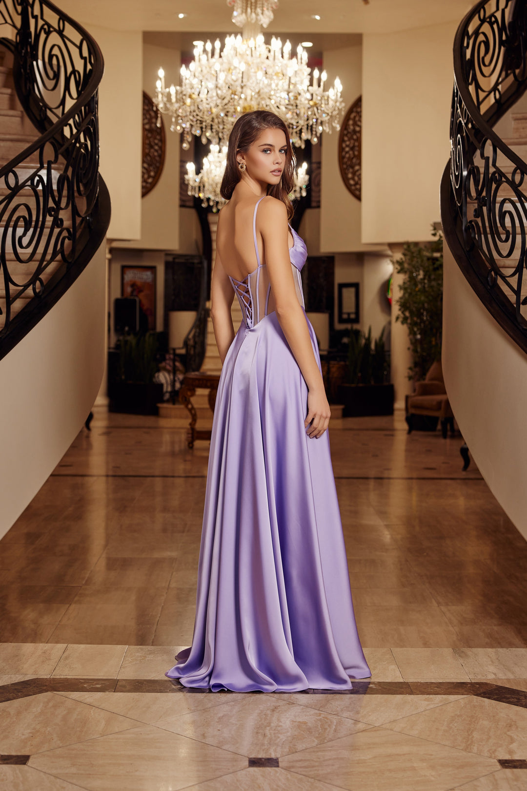 Sleeveless A-line Slit Gown by Nox Anabel A1738