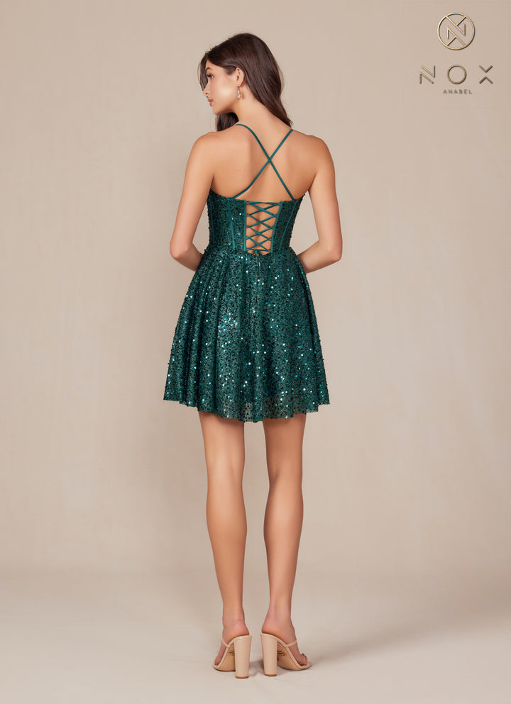 Sequin Short Strapless A-line Dress by Nox Anabel A843