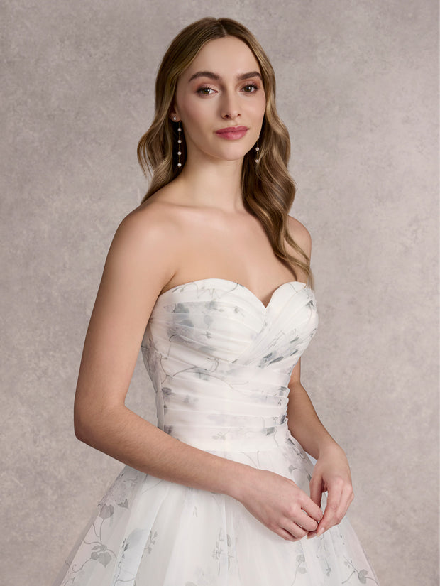 Floral Print Puff Sleeve Bridal Gown by Adrianna Papell 31255P