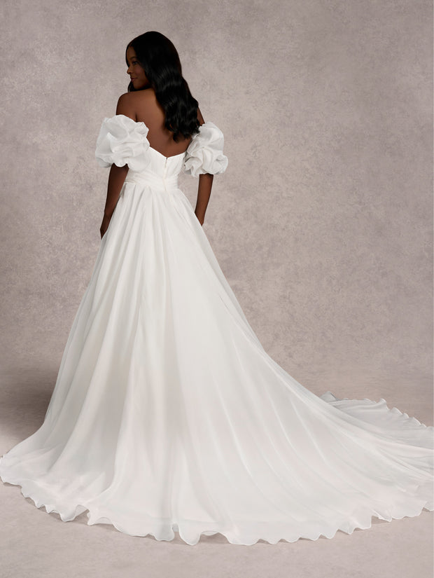 Strapless Puff Sleeve Bridal Gown by Adrianna Papell 31255