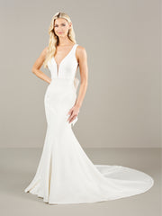 Crepe Fitted Sleeveless Bridal Gown by Adrianna Papell 31273