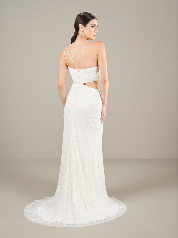 Fitted One Shoulder Bridal Dress by Adrianna Papell 40450
