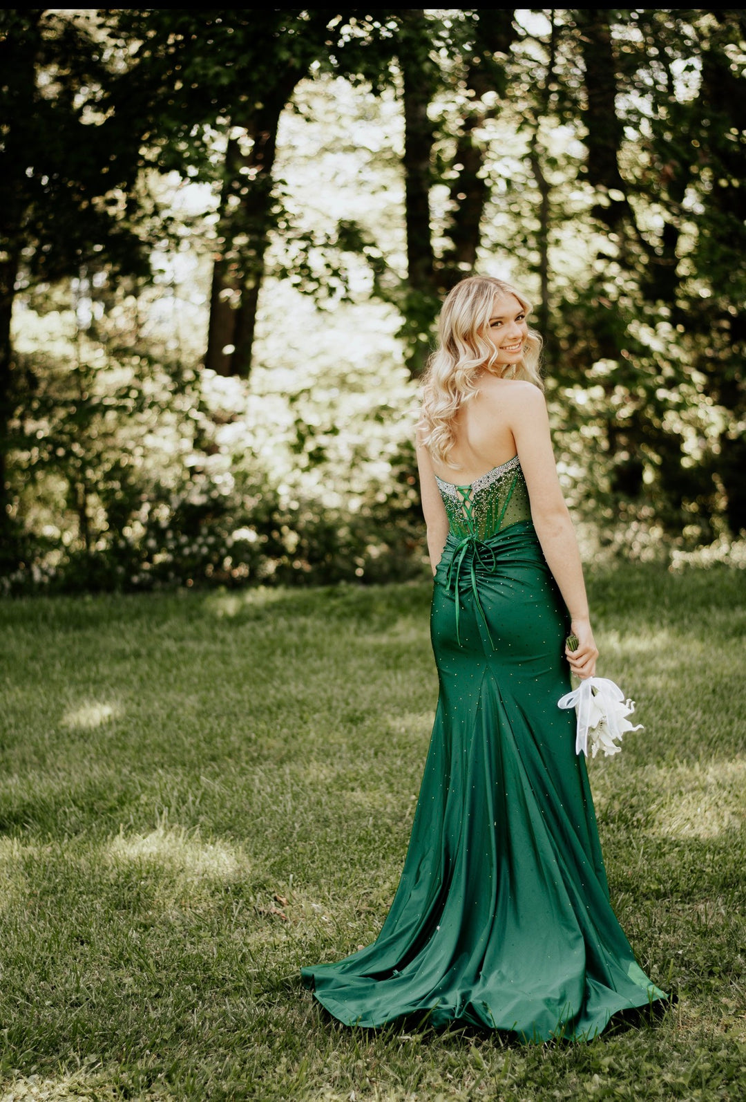 Beaded Strapless Slit Gown by Amelia Couture 3107