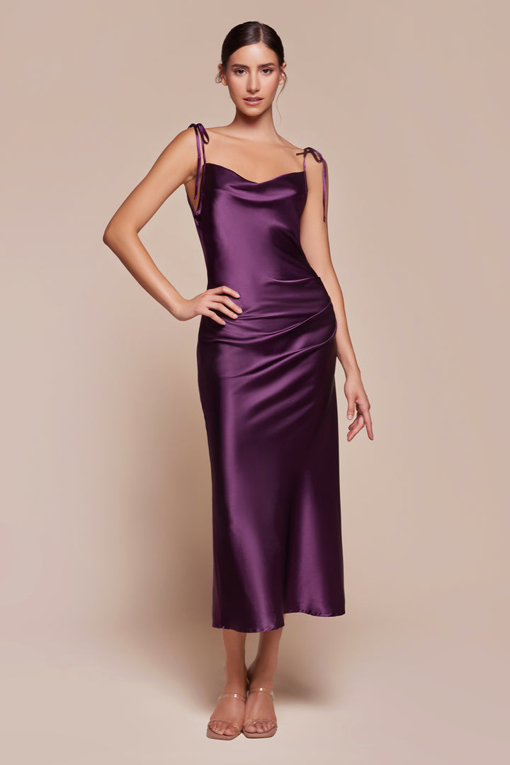 Satin Midi Dress by Cinderella Divine BD103