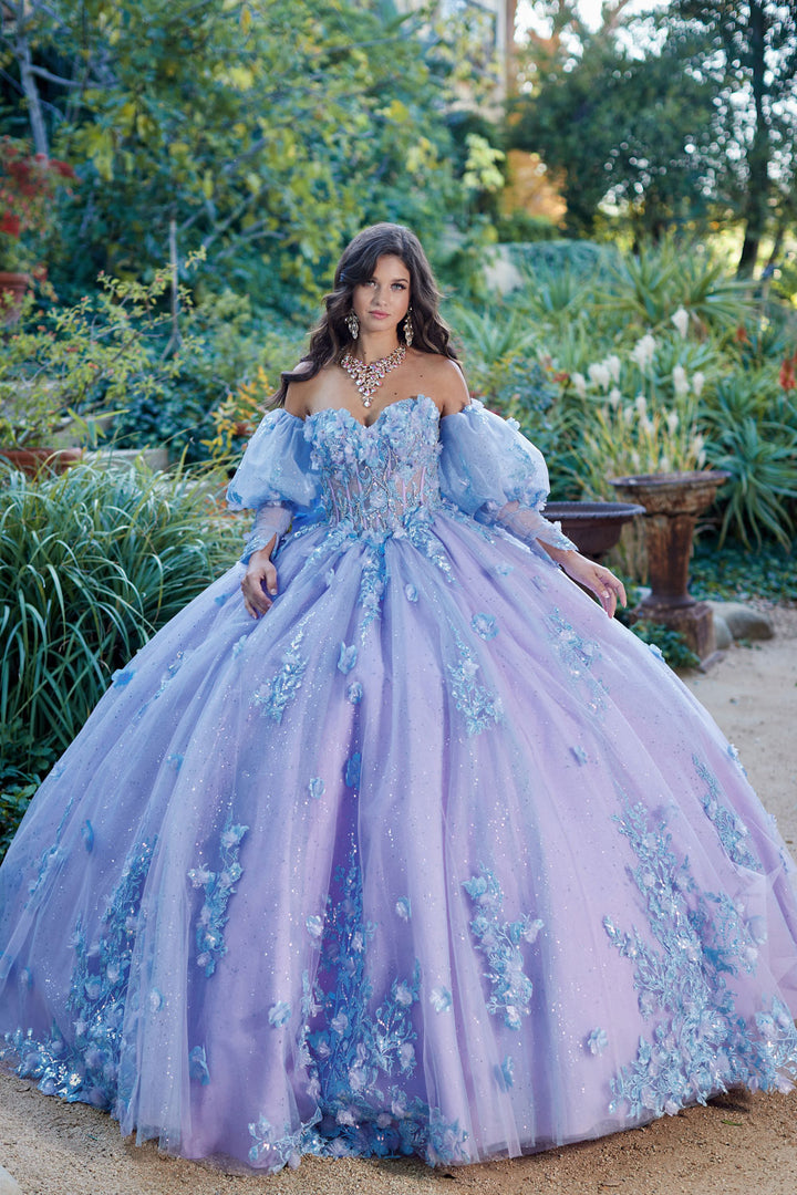 Two-Tone Strapless Cape Ball Gown by Petite Adele PQ1040