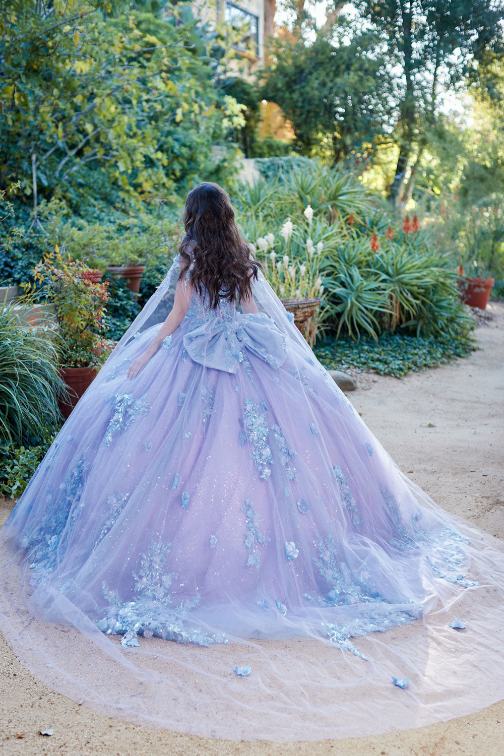 Two-Tone Strapless Cape Ball Gown by Petite Adele PQ1040