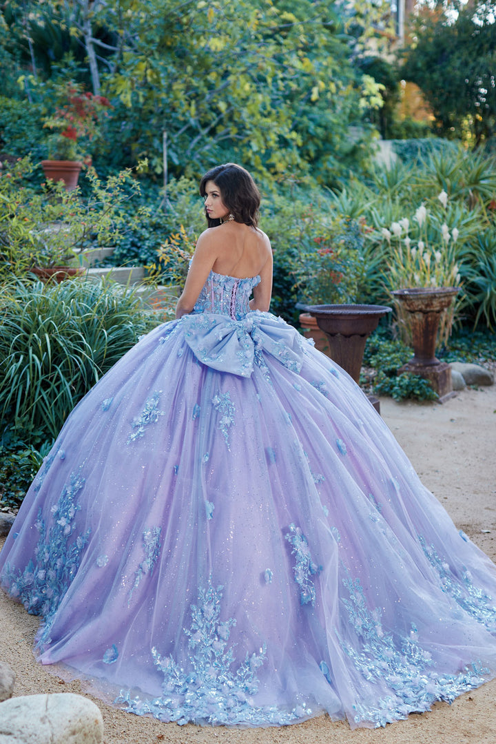 Two-Tone Strapless Cape Ball Gown by Petite Adele PQ1040