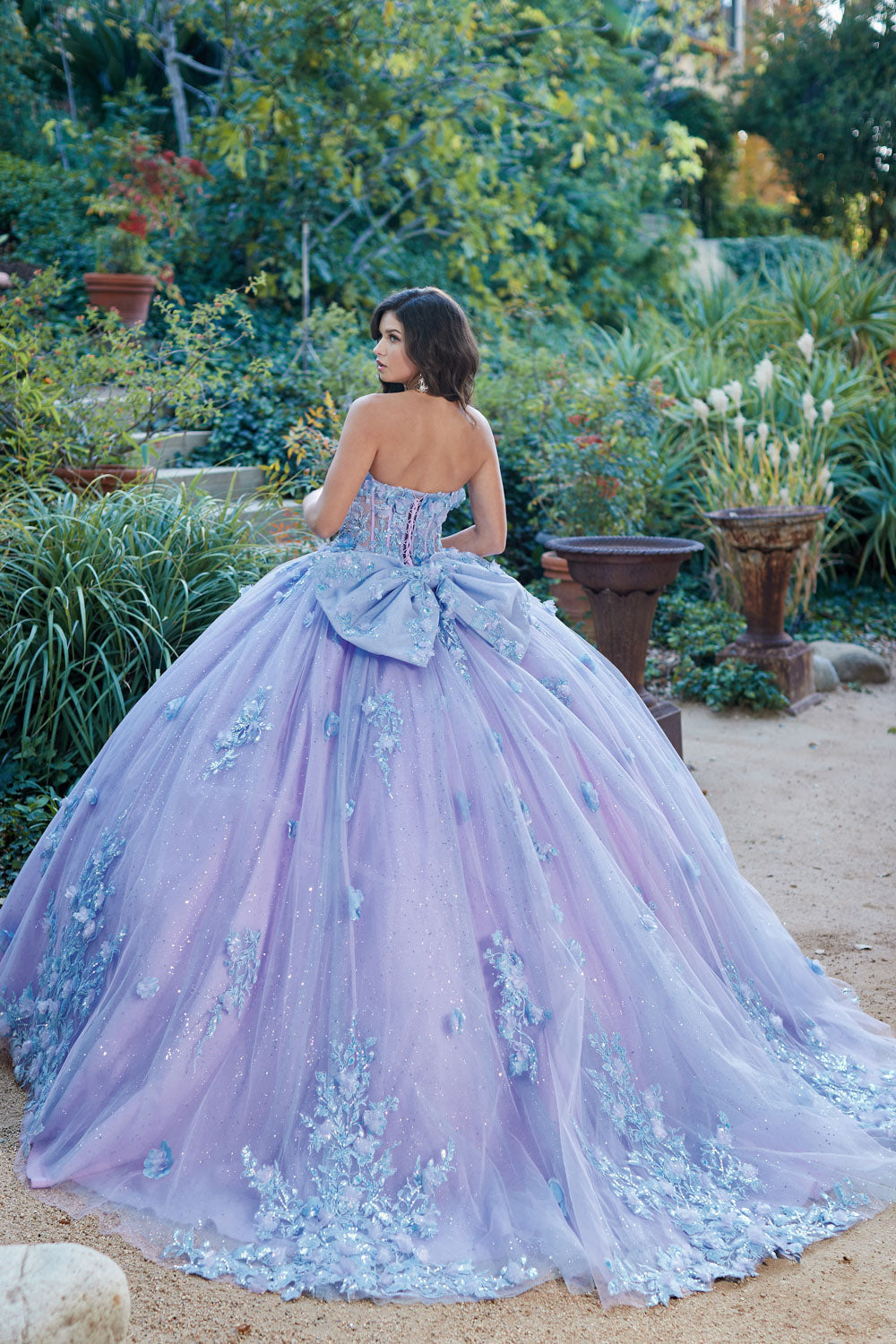 Two-Tone Strapless Cape Ball Gown by Petite Adele PQ1040