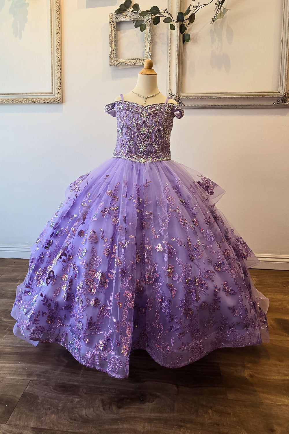 Girls Cold Shoulder Ball Gown by Petite Adele PK1041