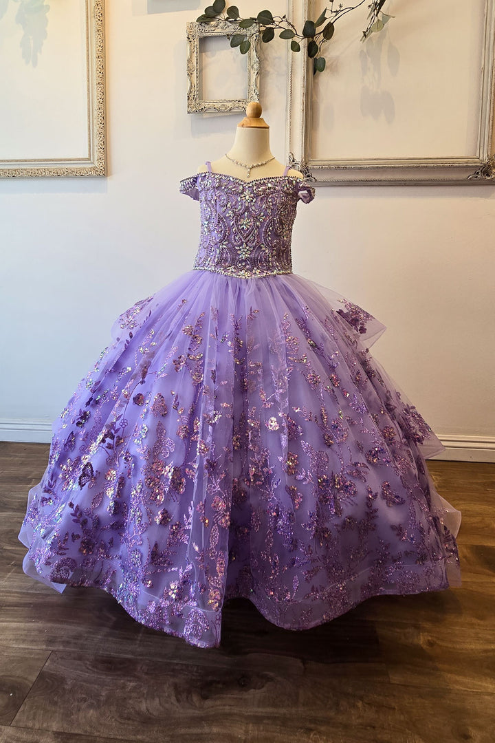 Girls Cold Shoulder Ball Gown by Petite Adele PK1041