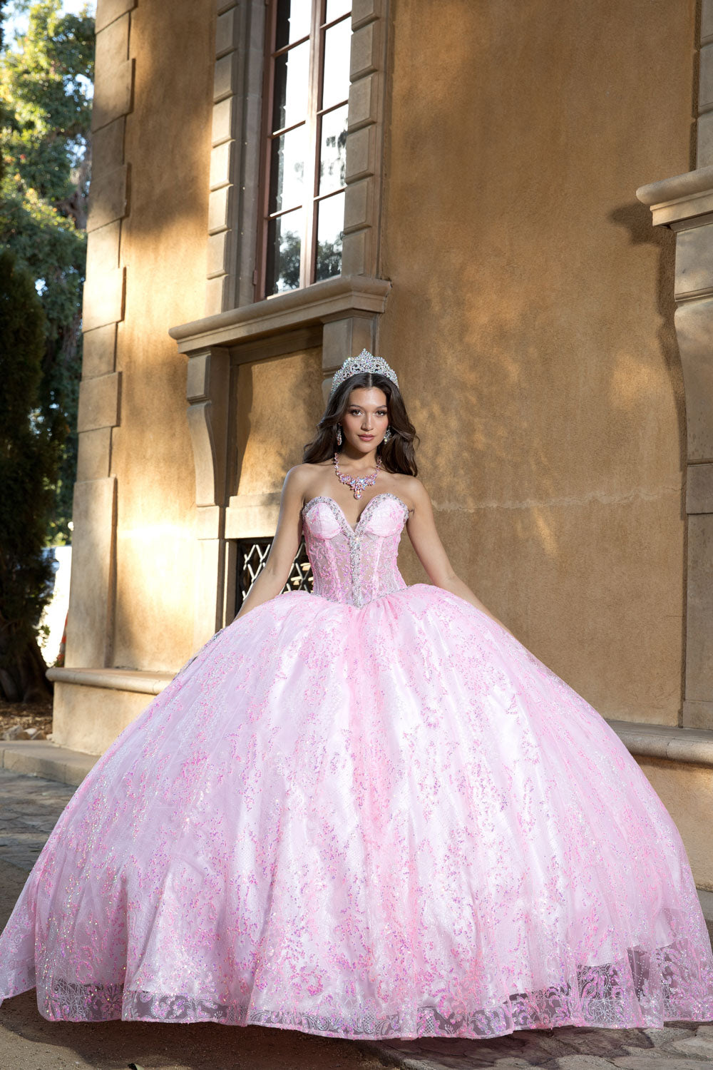 Strapless Sheer Corset Ball Gown by Petite Adele PQ1058