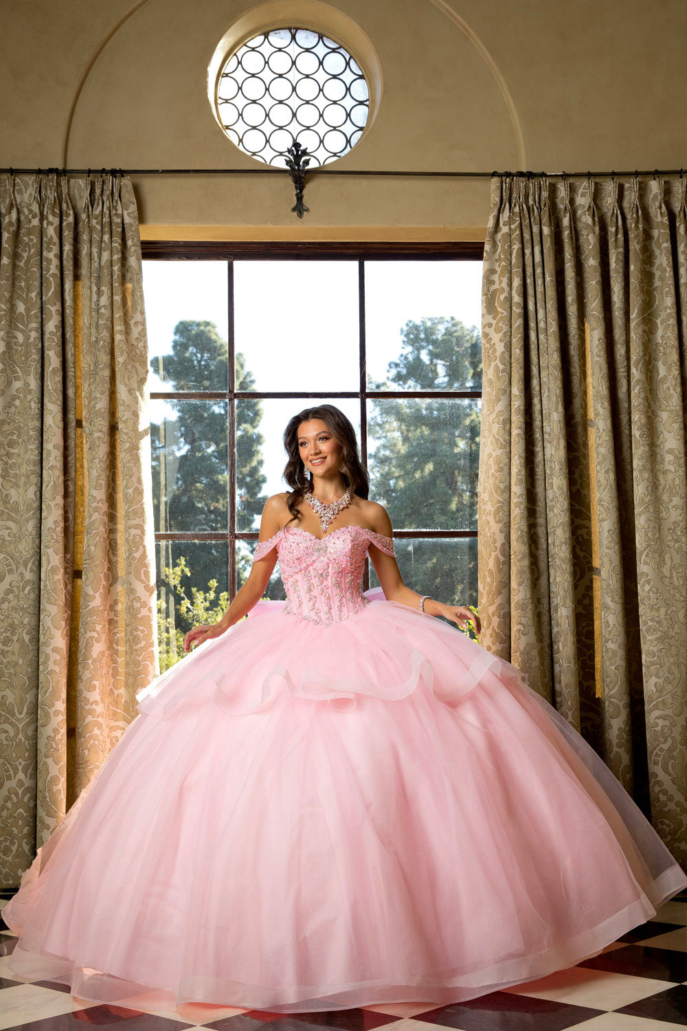 Off Shoulder Bow Ball Gown by Petite Adele PQ1063