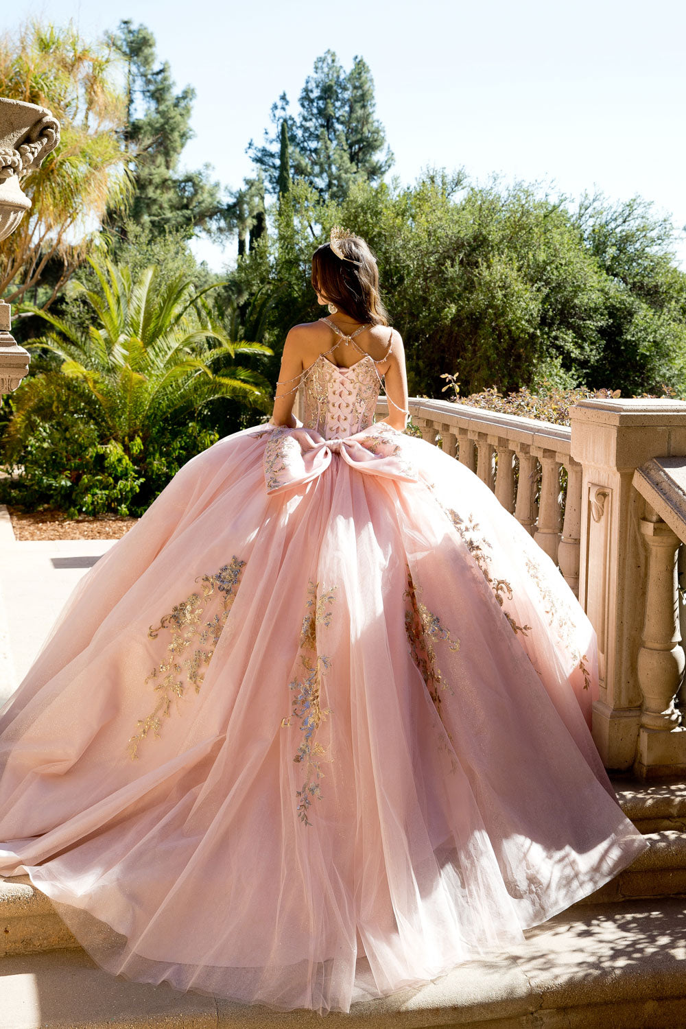 Beaded Off Shoulder Ball Gown by Petite Adele PQ1076 M / Blush Gold Beaded Off Shoulder Ball Gown by Petite Adele PQ1076 M / Blush Gold