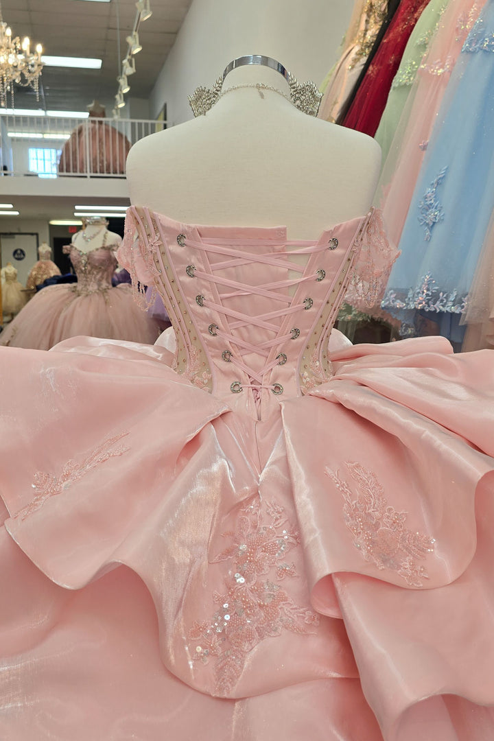 Off Shoulder Ruffled Ball Gown by Petite Adele PQ1079