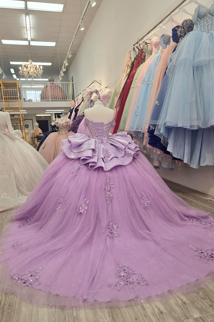 Off Shoulder Ruffled Ball Gown by Petite Adele PQ1079