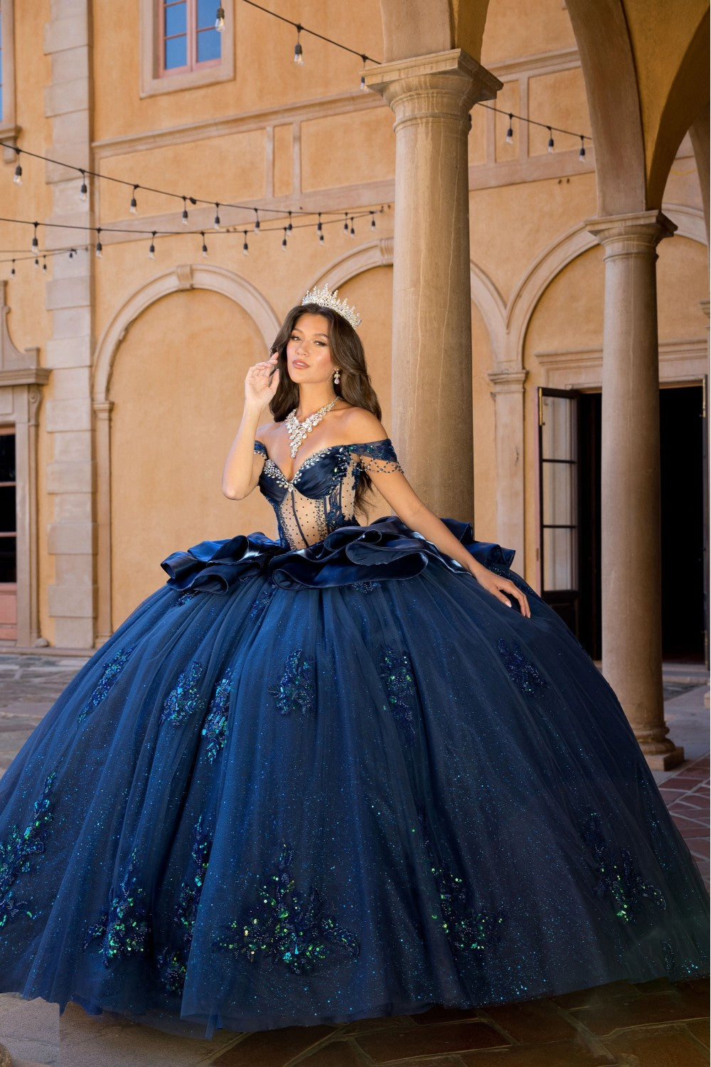 Off Shoulder Ruffled Ball Gown by Petite Adele PQ1079 – ABC Fashion