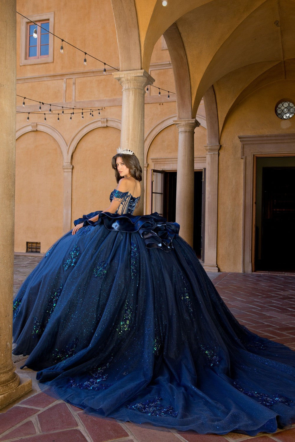 Off Shoulder Ruffled Ball Gown by Petite Adele PQ1079 – ABC